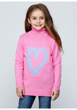 TopHat теплый розовый свитер с сердечком для девочки 17112